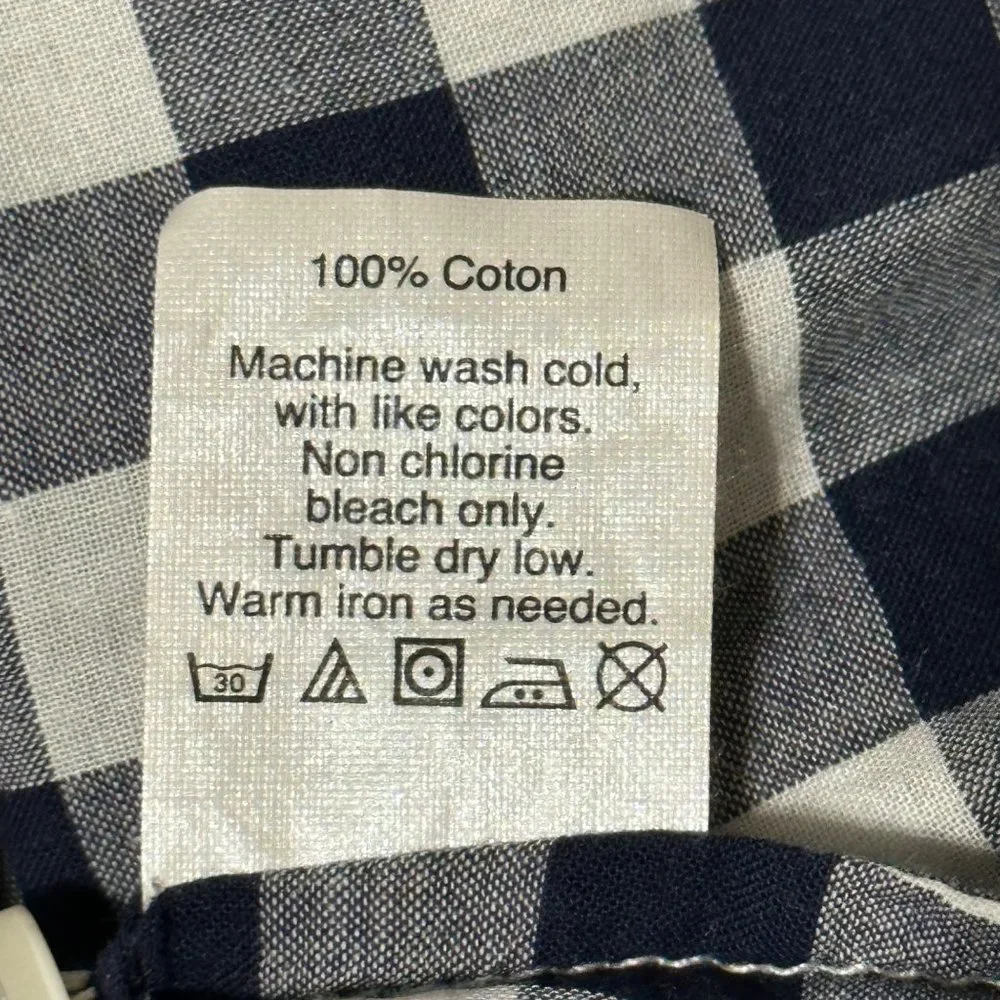 J. Crew women’s size M navy blue check cotton long sleeve button front shirt top - Picture 6 of 7